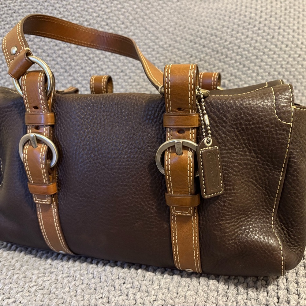 Coach Brown and Tan Shoulder Bag